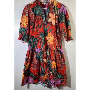 Womens‎ Maude Vivante V Neck Tiered Hawaiian Dress Waist Pockets S Cotton #40